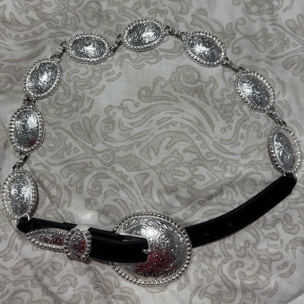 Tony Lama Silver and Black Concho Belt